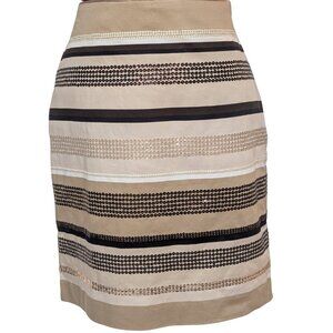 WHBM- Sequin Stripe Cotton Blend Skirt in Neutral Tones
